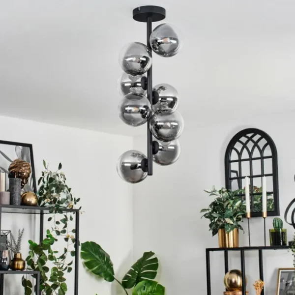 hofstein Plafonnier - Verre 12 cm Chehalis Clair, Fumé, 8 lumières* Lampes Modernes