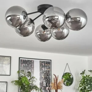 hofstein Plafonnier - Verre 15 cm Chehalis Fumé, 6 lumières* Lampes Modernes