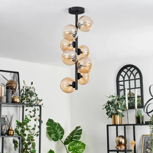 hofstein Plafonnier - Verre 12 cm Chehalis Ambre, 8 lumières* Lampes Modernes