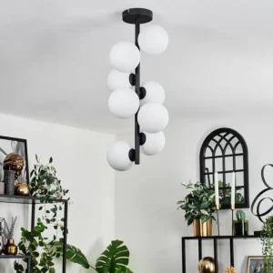 hofstein Plafonnier - Verre 12 cm Chehalis Blanc, 8 lumières* Lampes En Verre