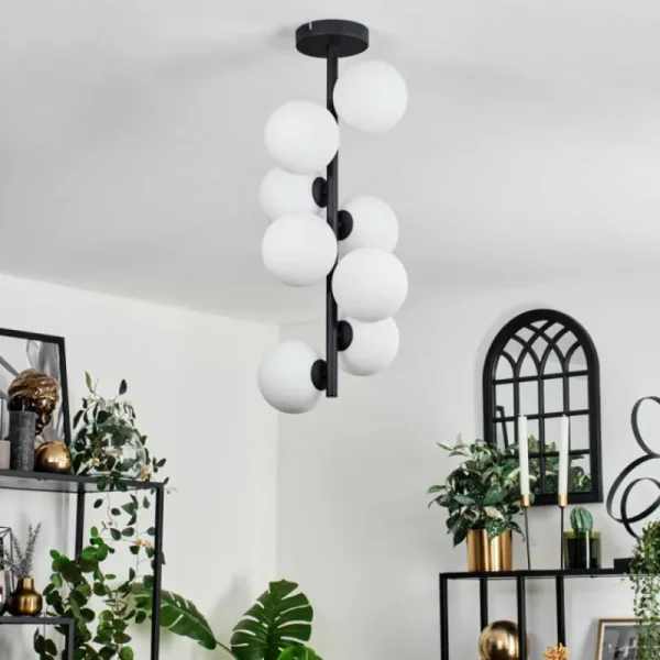 hofstein Plafonnier - Verre 12 cm Chehalis Blanc, 8 lumières* Lampes En Verre