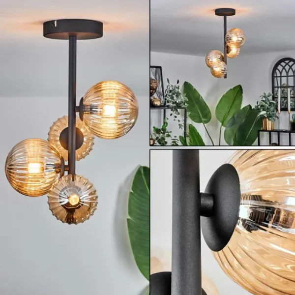 hofstein Plafonnier - Verre 10 cm,12 cm Chehalis Ambre, 4 lumières* Lampes Modernes