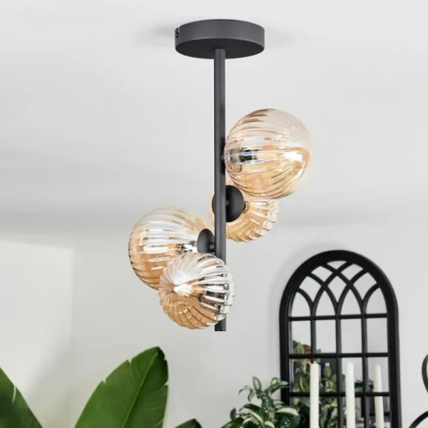 hofstein Plafonnier - Verre 10 cm,12 cm Chehalis Ambre, 4 lumières* Lampes Modernes