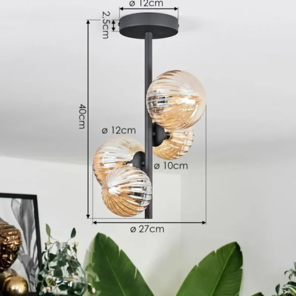 hofstein Plafonnier - Verre 10 cm,12 cm Chehalis Ambre, 4 lumières* Lampes Modernes