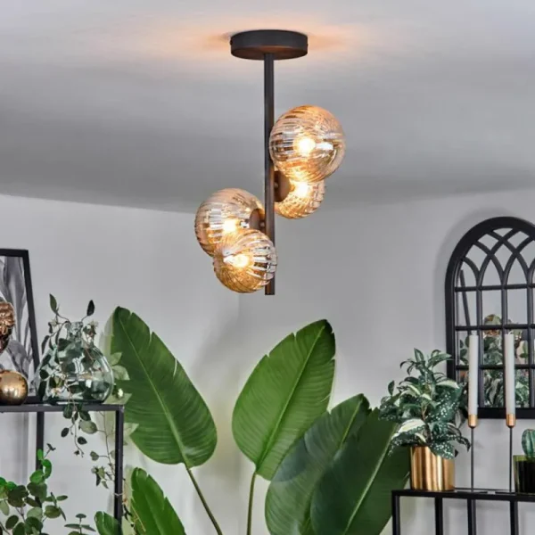 hofstein Plafonnier - Verre 10 cm,12 cm Chehalis Ambre, 4 lumières* Lampes Modernes