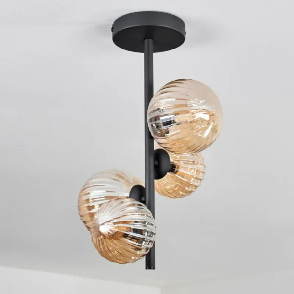 hofstein Plafonnier - Verre 10 cm,12 cm Chehalis Ambre, 4 lumières* Lampes Modernes