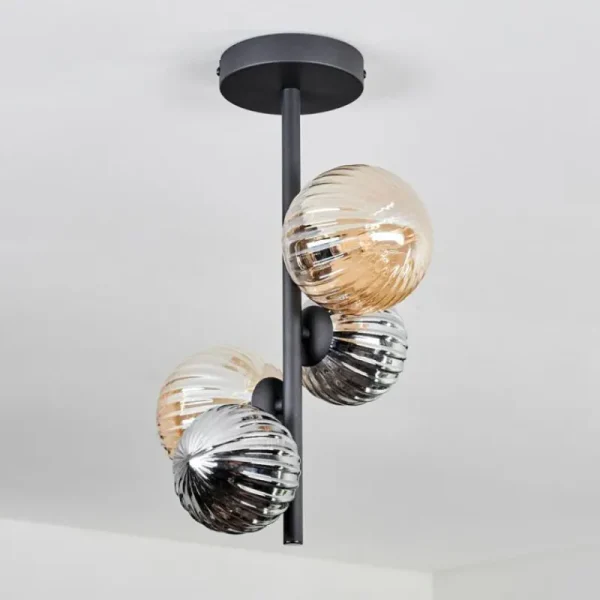 hofstein Plafonnier - Verre 10 cm,12 cm Chehalis Ambre, Fumé, 4 lumières* Lampes Modernes