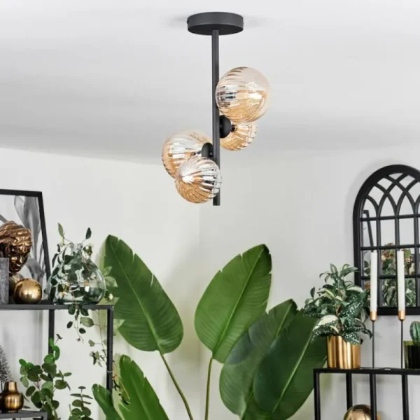 hofstein Plafonnier - Verre 10 cm,12 cm Chehalis Ambre, 4 lumières* Lampes Modernes