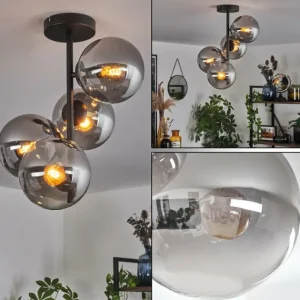 hofstein Plafonnier - Verre 15 cm Gastor Fumé, 4 lumières* Lampes Modernes
