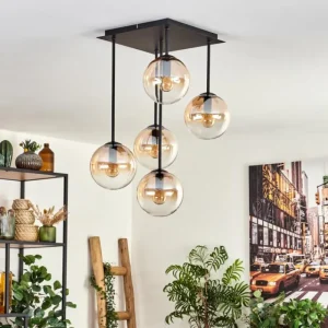 hofstein Plafonnier - Verre 15 cm Gastor Ambre, Clair, 5 lumières* Lampes En Verre