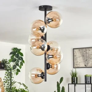 hofstein Plafonnier - Verre 15 cm Gastor Ambre, Clair, 8 lumières* Lampes En Verre