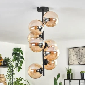 hofstein Plafonnier - Verre 15 cm Gastor Ambre, 8 lumières* Lampes En Verre