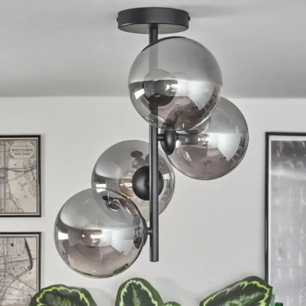 hofstein Plafonnier - Verre 15 cm Gastor Fumé, 4 lumières* Lampes Modernes