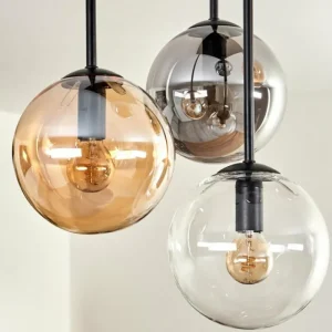 hofstein Plafonnier - Verre 15 cm Gastor Ambre, Clair, Fumé, 5 lumières* Lampes Modernes