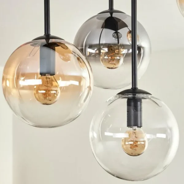 hofstein Plafonnier - Verre 15 cm Gastor Ambre, Clair, Fumé, 5 lumières* Lampes Modernes