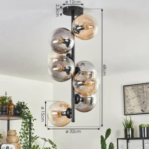 hofstein Plafonnier - Verre 15 cm Gastor Ambre, Clair, Fumé, 8 lumières* Lampes Modernes