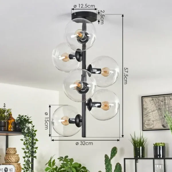 hofstein Plafonnier - Verre 15 cm Gastor Clair, 6 lumières* Lampes En Verre