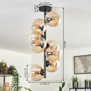 hofstein Plafonnier - Verre 15 cm Gastor Ambre, Clair, 8 lumières* Lampes En Verre