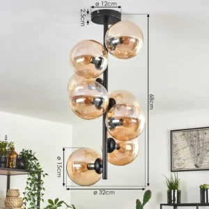 hofstein Plafonnier - Verre 15 cm Gastor Ambre, 8 lumières* Lampes En Verre