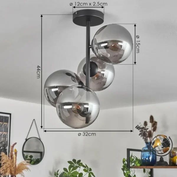 hofstein Plafonnier - Verre 15 cm Gastor Fumé, 4 lumières* Lampes Modernes