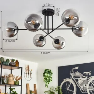 hofstein Plafonnier - Verre 15 cm Gastor Clair, Fumé, 6 lumières* Lampes Modernes