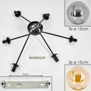 hofstein Plafonnier - Verre 15 cm Gastor Ambre, Fumé, 6 lumières* Lampes Modernes