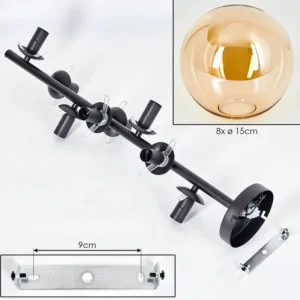 hofstein Plafonnier - Verre 15 cm Gastor Ambre, 8 lumières* Lampes En Verre