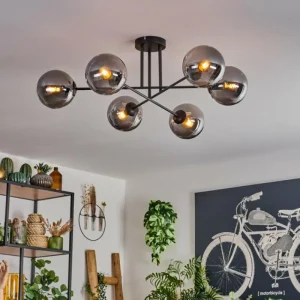 hofstein Plafonnier - Verre 15 cm Gastor Fumé, 6 lumières* Lampes Modernes