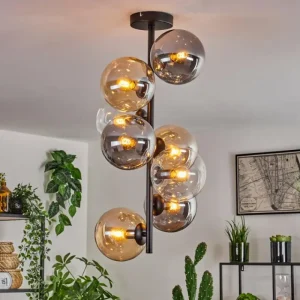 hofstein Plafonnier - Verre 15 cm Gastor Ambre, Clair, Fumé, 8 lumières* Lampes Modernes