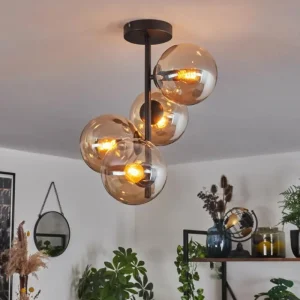hofstein Plafonnier - Verre 15 cm Gastor Ambre, 4 lumières* Lampes En Verre