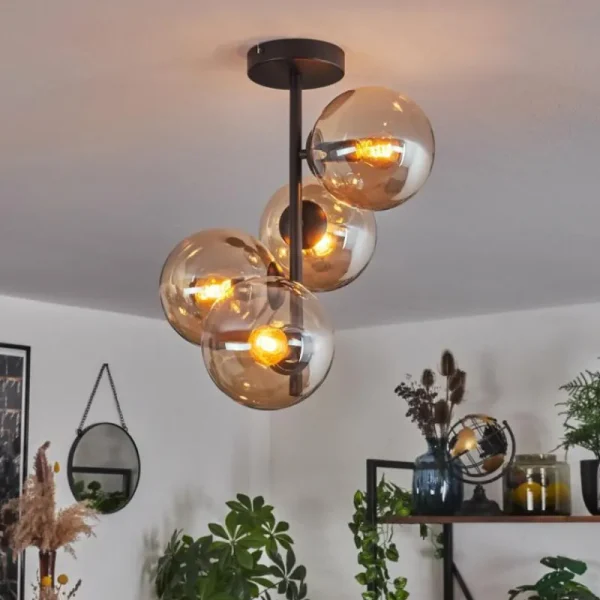 hofstein Plafonnier - Verre 15 cm Gastor Ambre, 4 lumières* Lampes En Verre