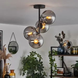 hofstein Plafonnier - Verre 15 cm Gastor Fumé, 4 lumières* Lampes Modernes