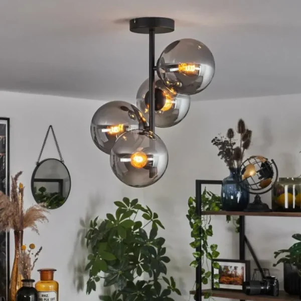hofstein Plafonnier - Verre 15 cm Gastor Fumé, 4 lumières* Lampes Modernes