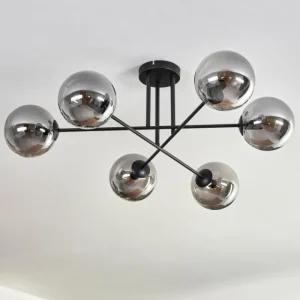 hofstein Plafonnier - Verre 15 cm Gastor Fumé, 6 lumières* Lampes Modernes