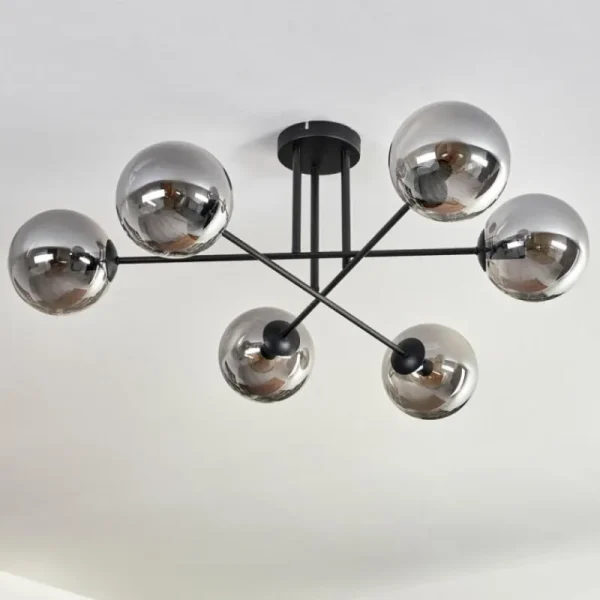 hofstein Plafonnier - Verre 15 cm Gastor Fumé, 6 lumières* Lampes Modernes
