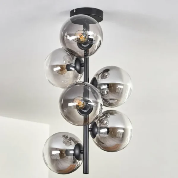 hofstein Plafonnier - Verre 15 cm Gastor Clair, Fumé, 6 lumières* Lampes Modernes