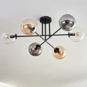 hofstein Plafonnier - Verre 15 cm Gastor Ambre, Clair, Fumé, 6 lumières* Lampes Modernes