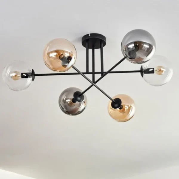 hofstein Plafonnier - Verre 15 cm Gastor Ambre, Clair, Fumé, 6 lumières* Lampes Modernes