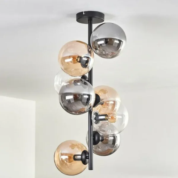 hofstein Plafonnier - Verre 15 cm Gastor Ambre, Clair, Fumé, 8 lumières* Lampes Modernes