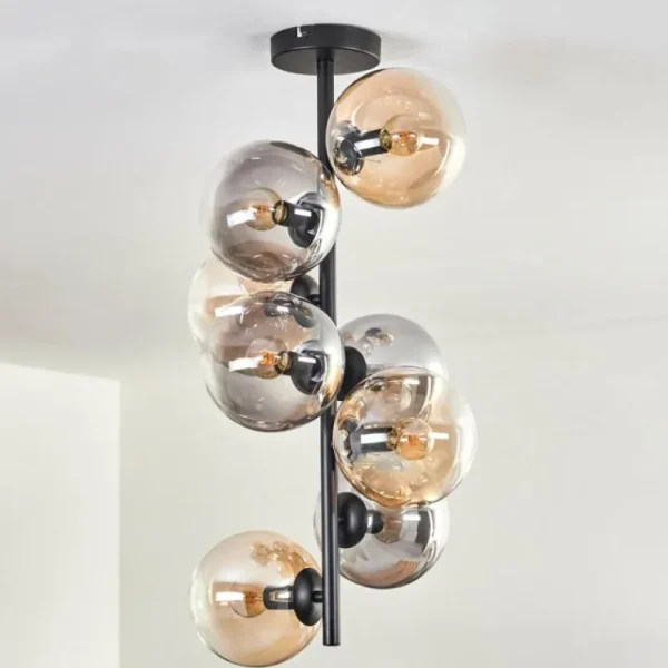 hofstein Plafonnier - Verre 15 cm Gastor Ambre, Clair, Fumé, 8 lumières* Lampes Modernes