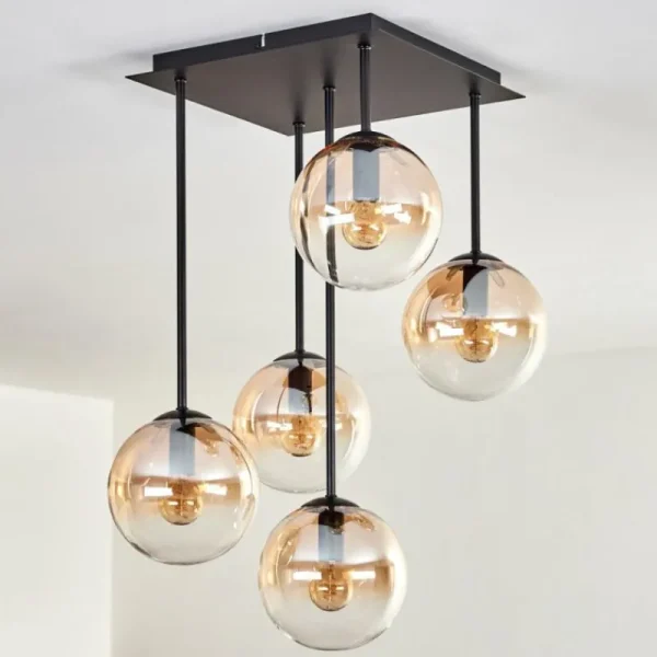 hofstein Plafonnier - Verre 15 cm Gastor Ambre, Clair, 5 lumières* Lampes En Verre