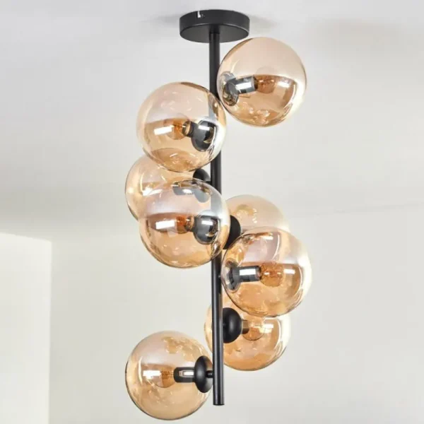 hofstein Plafonnier - Verre 15 cm Gastor Ambre, 8 lumières* Lampes En Verre