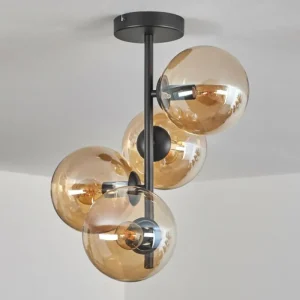 hofstein Plafonnier - Verre 15 cm Gastor Ambre, 4 lumières* Lampes En Verre