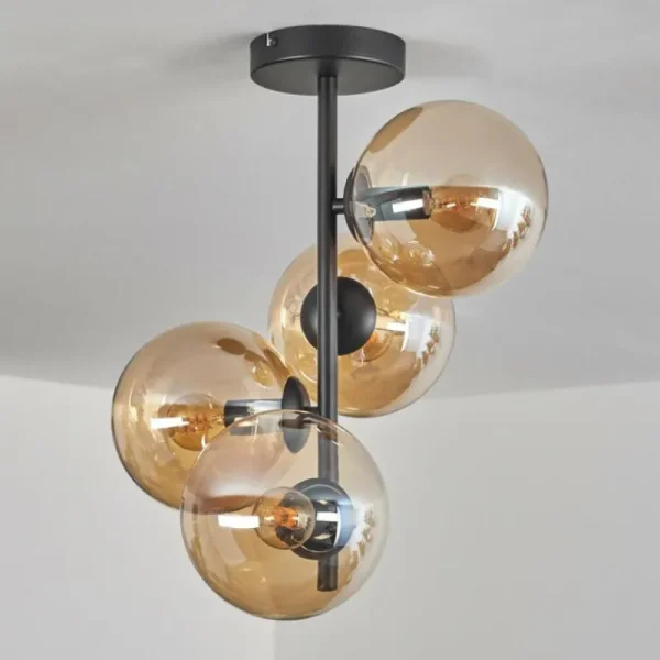 hofstein Plafonnier - Verre 15 cm Gastor Ambre, 4 lumières* Lampes En Verre