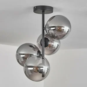 hofstein Plafonnier - Verre 15 cm Gastor Fumé, 4 lumières* Lampes Modernes