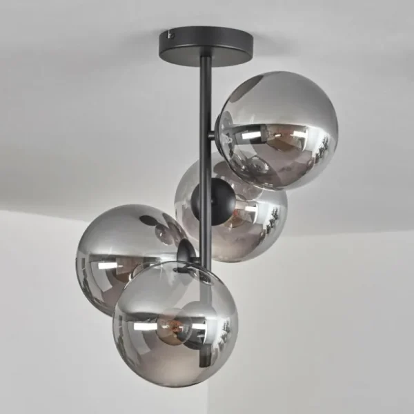 hofstein Plafonnier - Verre 15 cm Gastor Fumé, 4 lumières* Lampes Modernes