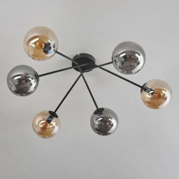 hofstein Plafonnier - Verre 15 cm Gastor Ambre, Fumé, 6 lumières* Lampes Modernes