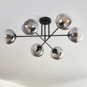 hofstein Plafonnier - Verre 15 cm Gastor Clair, Fumé, 6 lumières* Lampes Modernes
