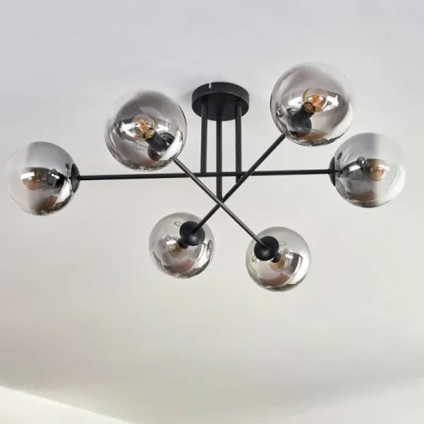 hofstein Plafonnier - Verre 15 cm Gastor Clair, Fumé, 6 lumières* Lampes Modernes