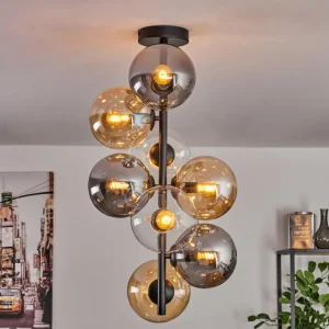 hofstein Plafonnier - Verre 15 cm Gastor Ambre, Clair, Fumé, 8 lumières* Lampes Modernes